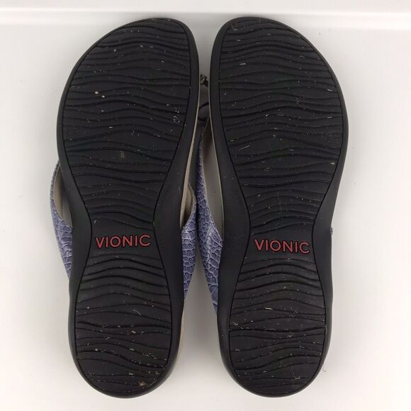 Vionic Bella Bow Flip Flop Purple Blue Toe-Post Sandal Alligator Womens Size 11 - Picture 5 of 6